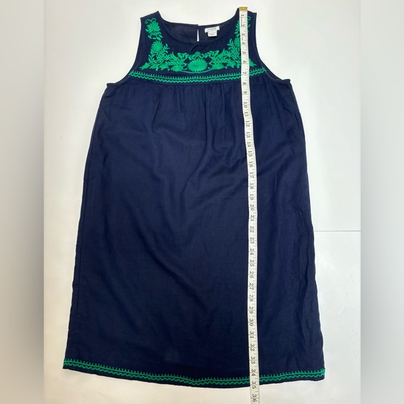 J Crew linen embroidered shift dress, navy and green, with pockets XS, bohemian - Picture 7 of 14